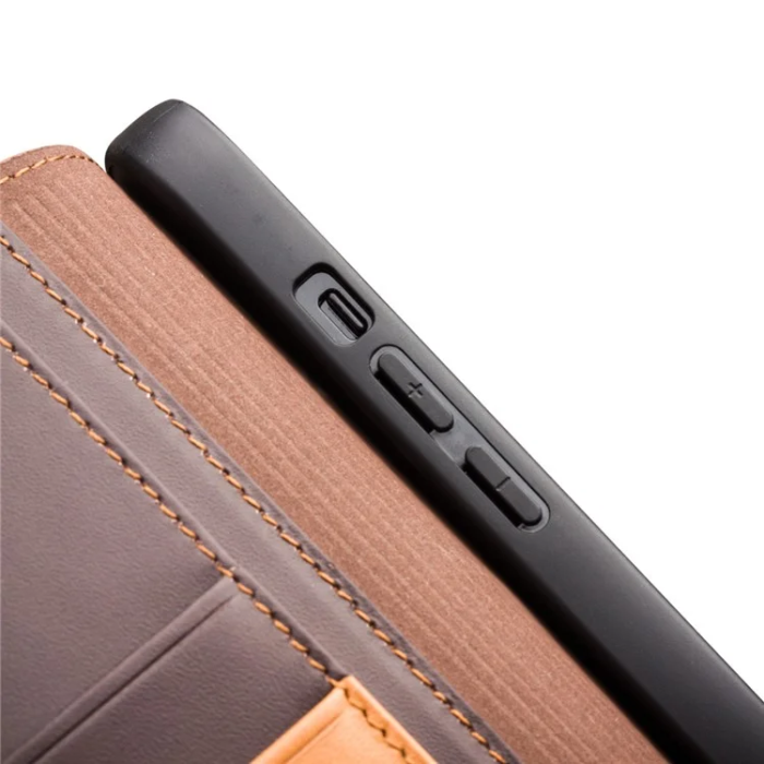 QIALINO - Qialino iPhone 13 Mini Plånboksfodral Cowhide Äkta Läder