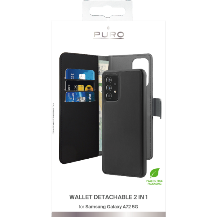 UTGATT1 - Puro – Detachable Plånboksfodral Samsung Galaxy A72 5G - Svart