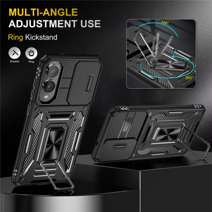 A-One Brand - Galaxy S25 Edge Mobilskal Kickstand Slide - Svart