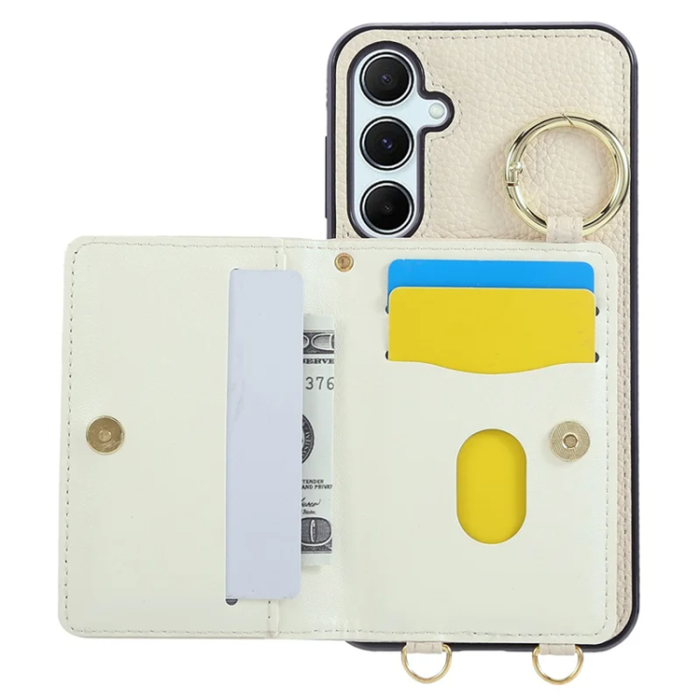 A-One Brand - Galaxy A17 5G/4G Mobilskal Korthållare Kickstand Rhombus - Beige