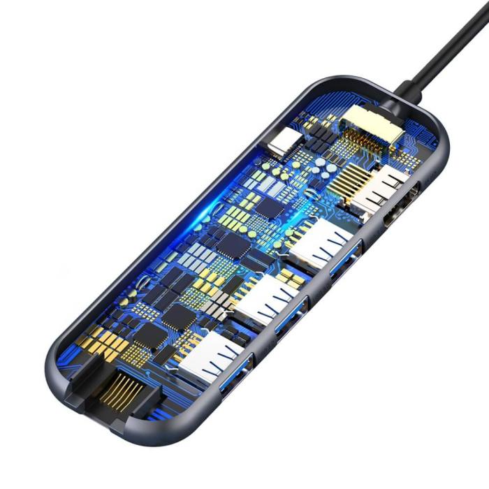 UTGATT4 - Baseus Six Ports HUB USB-C 3x USB 3.0 Grå