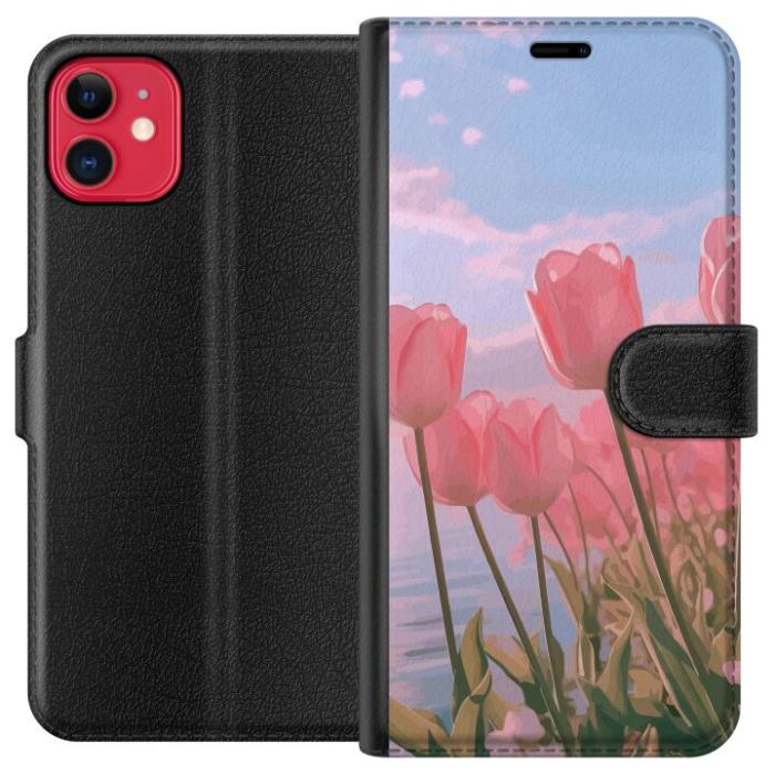 iSecrets - Plånboksfodral till Apple iPhone 11 med Rosa Tulpaner