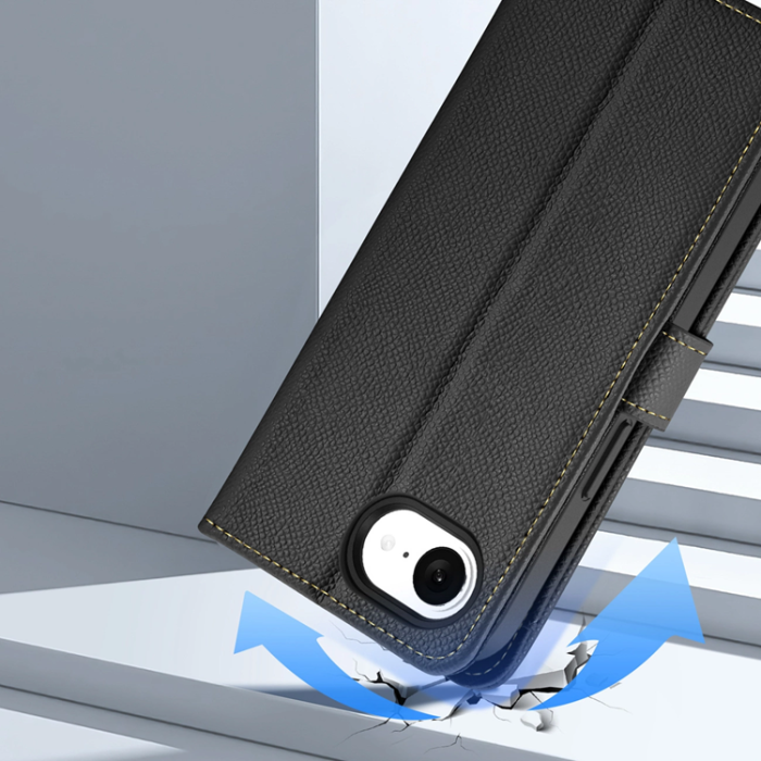 Dux Ducis - Dux Ducis iPhone 16e Plånboksfodral Lawa Läder - Svart