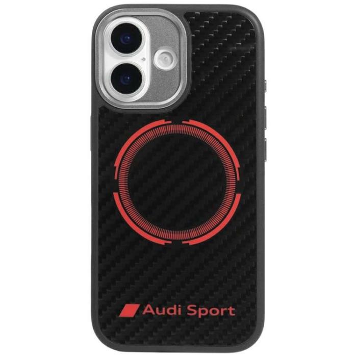 Audi - Audi iPhone 17 Mobilskal MagSafe Carbon Fiber Sport Red Circle