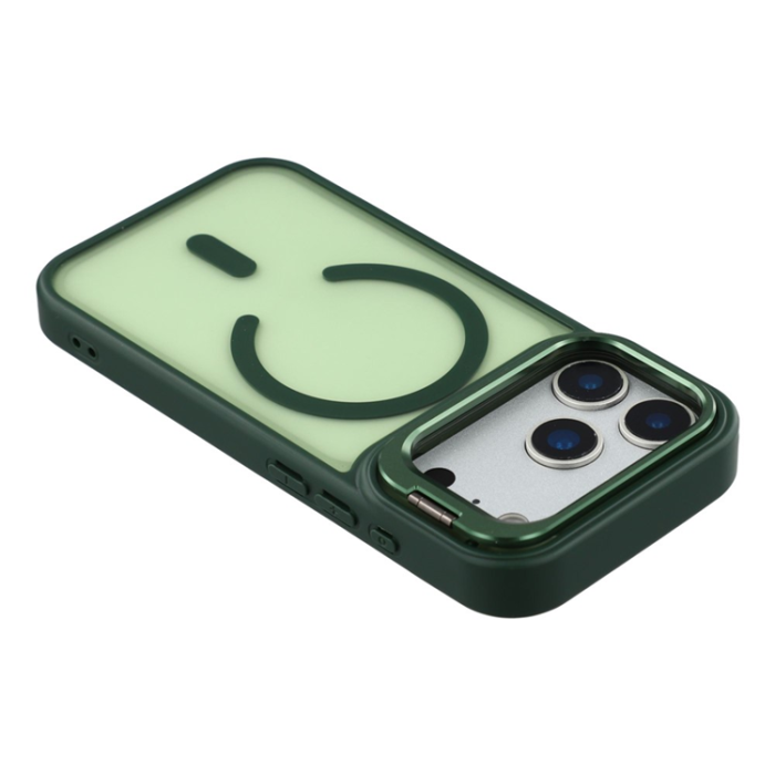 A-One Brand - iPhone 17 Pro Max Mobilskal MagSafe Lins Kickstand - Mörkgrön