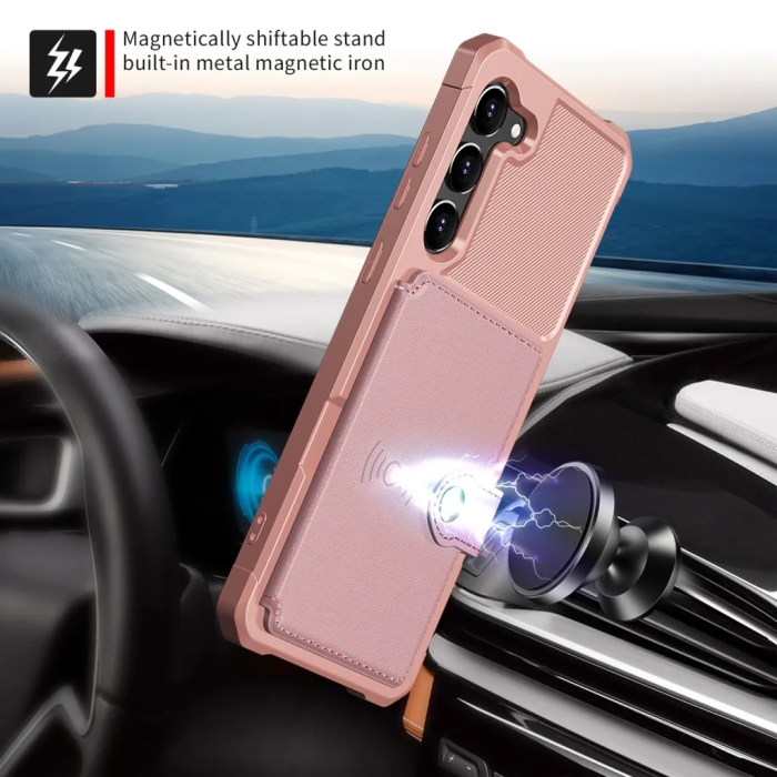 Taltech - Galaxy S23 Plus Mobilskal Korthållare Kickstand - Rosa