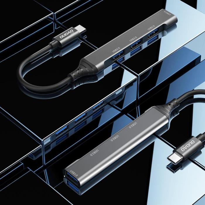 Dudao - Dudao 4in1 HUB USB-C Till 4x USB-A - Svart