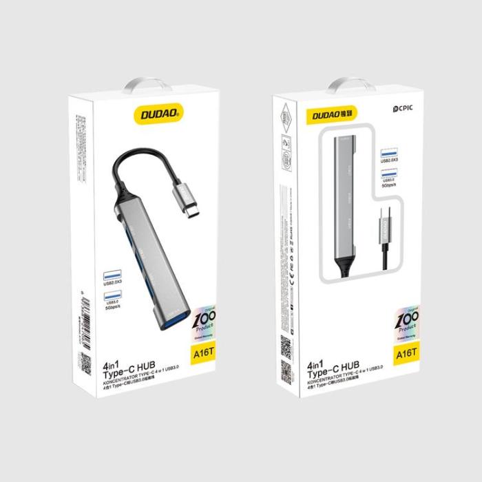 Dudao - Dudao 4in1 HUB USB-C Till 4x USB-A - Svart