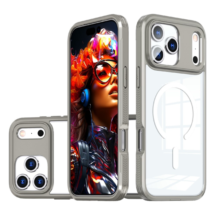 A-One Brand - iPhone 17 Pro Max Mobilskal MagSafe TPU + PC Clear - Titan Grå