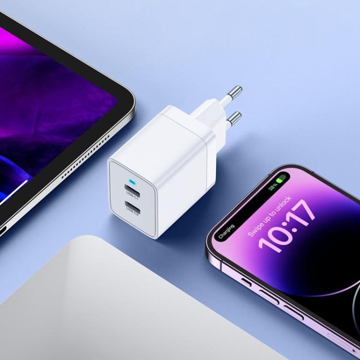 UTGATT1 - Choetech PD Väggladdare 2x USB-C 40W - Vit