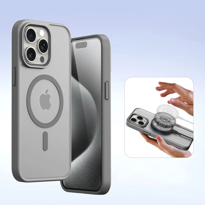 Dux Ducis - Dux Ducis iPhone 15 Pro Max Plånboksfodral Lawa Läder - Grå