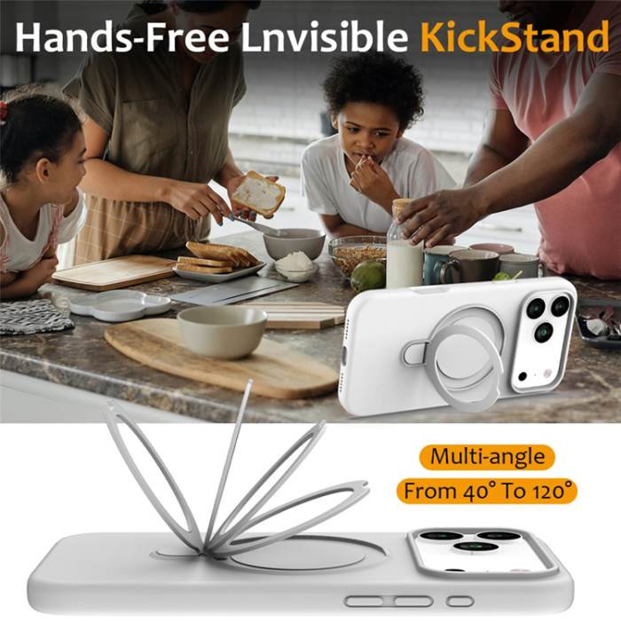 A-One Brand - iPhone 17 Pro Mobiskal MagSafe Kickstand PC + Silikon - Vit