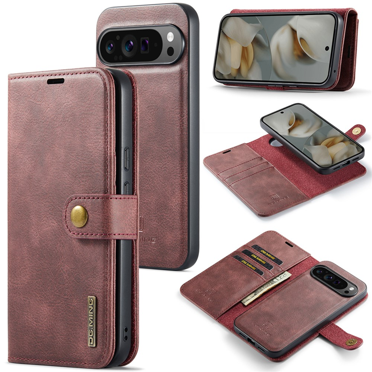 DG.MING Google Pixel 10 Pro XL Plånboksfodral Split Läder - Röd | 2353 | AlltMobil