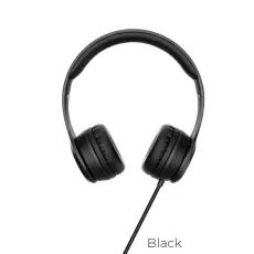 Hoco - HOCO headphones W21 Graceful charm wire control Svart