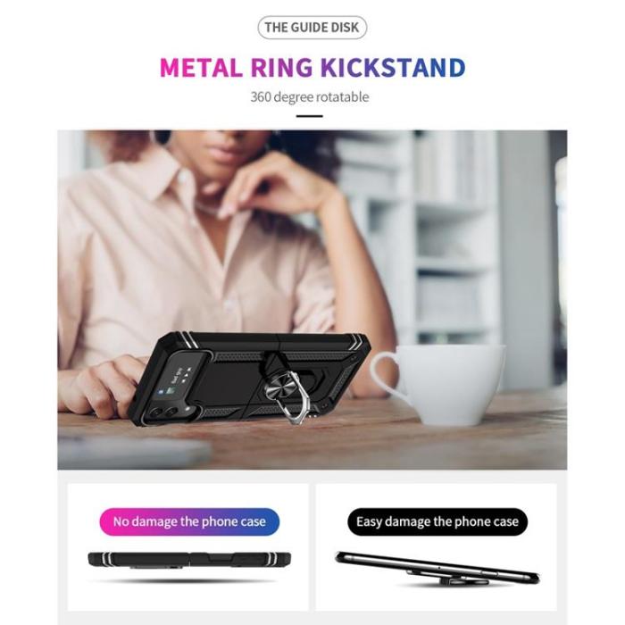 A-One Brand - Galaxy Z Flip 4 Skal Ringhållare Kickstand - Svart