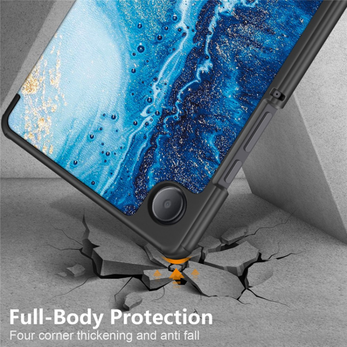 A-One Brand - Galaxy Tab A9 Fodral Pattern Printing Tri-fold Konstläder