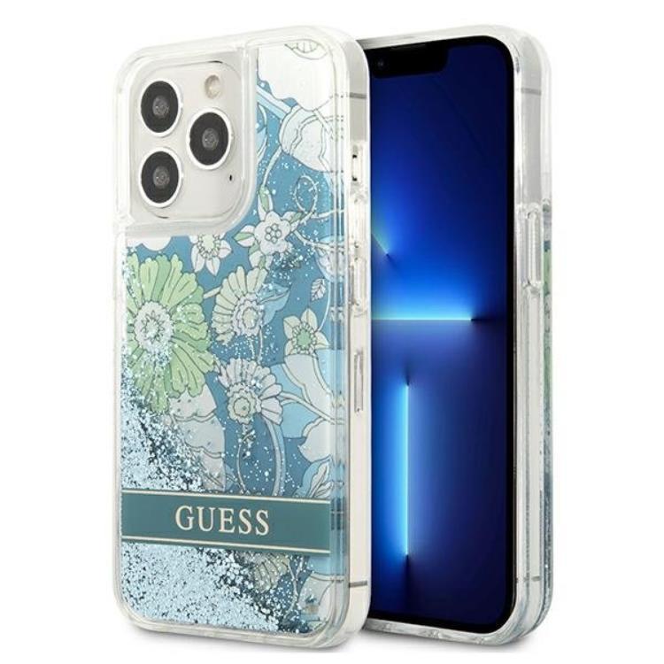 Guess iPhone 13 Pro Skal Flower Liquid Glitter - Grön | 2353 | AlltMobil