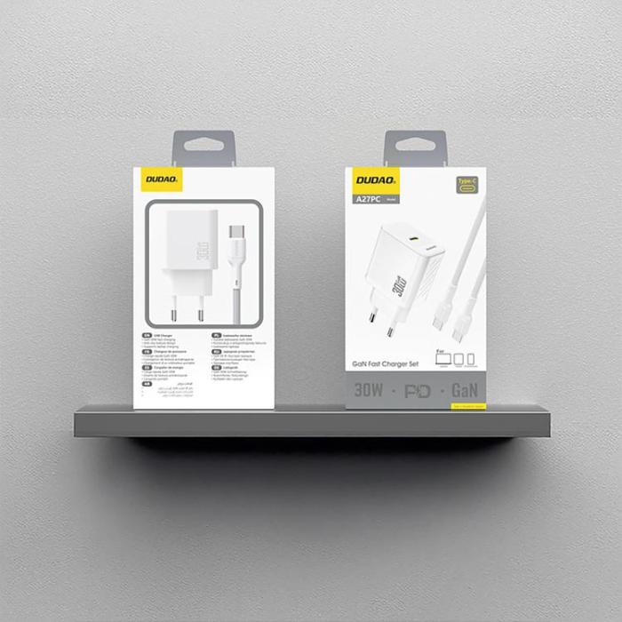 Dudao - Dudao Snabbladdare USB-C PD 30W GaN med USB-C Kabel A27PCEU - Vit