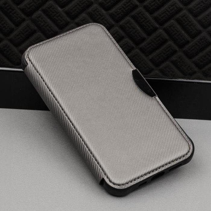 OEM - Galaxy S22 Plånboksfodral Smart Carbon - Silver