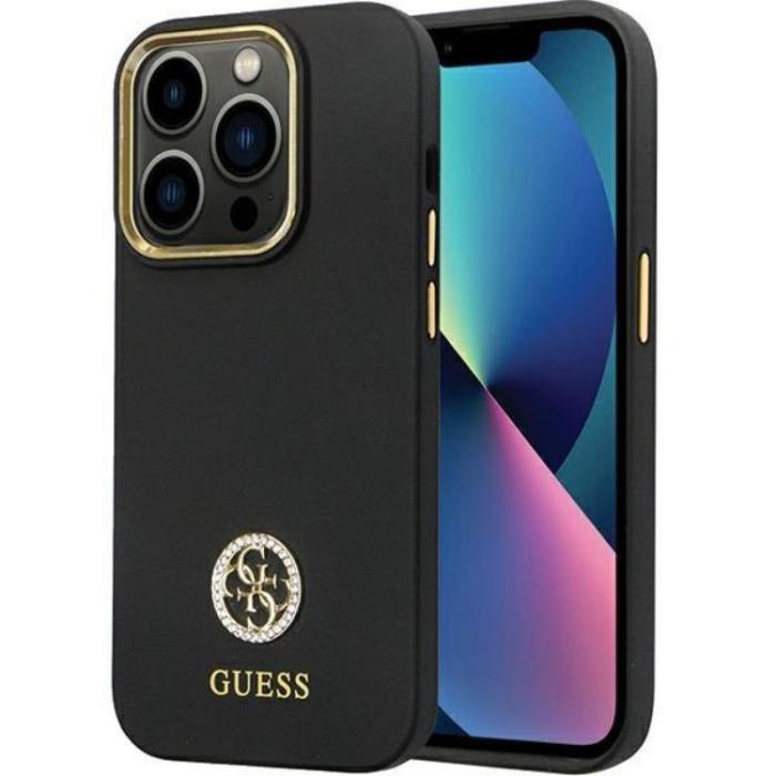 Guess - Guess iPhone 13 Pro/13 Mobilskal Silikon Logo Strass - Svart