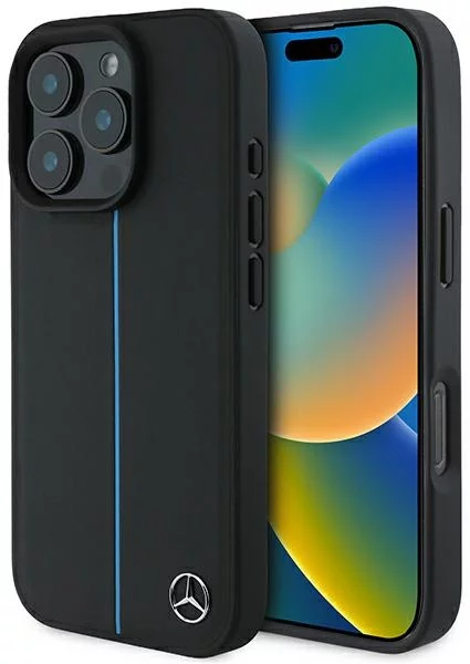 Mercedes iPhone 16 Pro Mobilskal MagSafe MB Blå Line - Svart | 2353 | AlltMobil