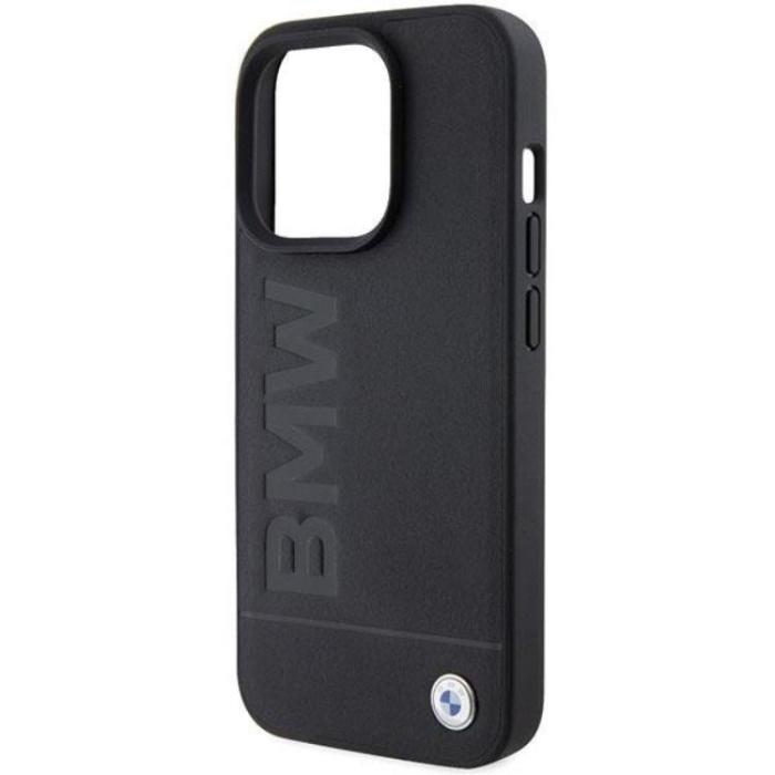 BMW - BMW iPhone 15 Pro Mobilskal Läder Hot Stamp - Svart