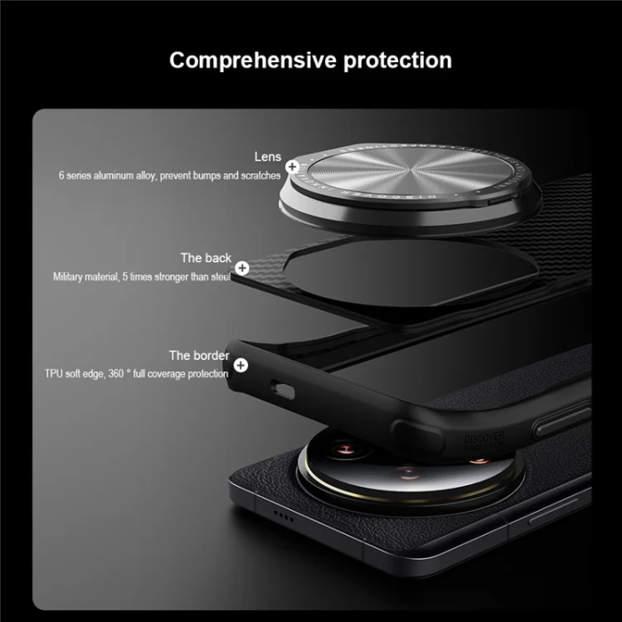 Nillkin - Nillkin Xiaomi 14 Ultra Mobilskal Carboprof Kickstand - Svart