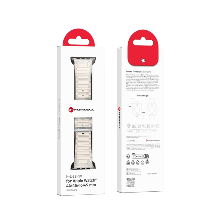 Forcell - Forcell Apple Watch (42/44/45/49) Armband Silikon - Vit