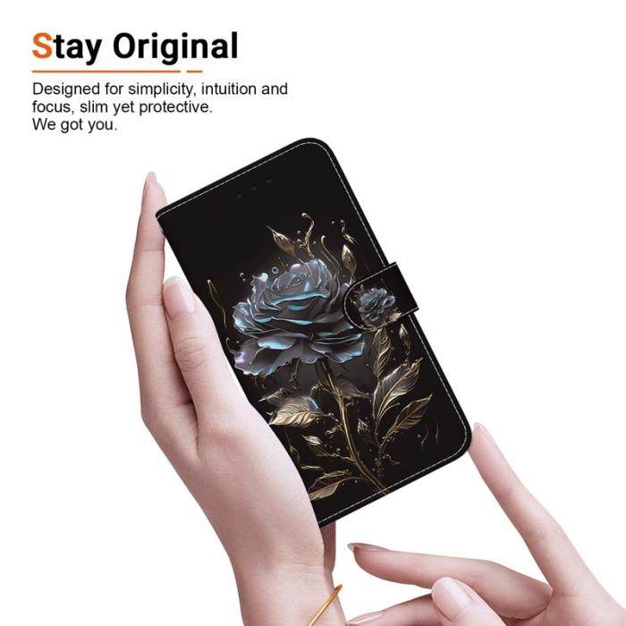 OEM - Samsung Galaxy S26 Plånboksfodral Anti-Drop Mönstertryck Konstläder - Svart Ros