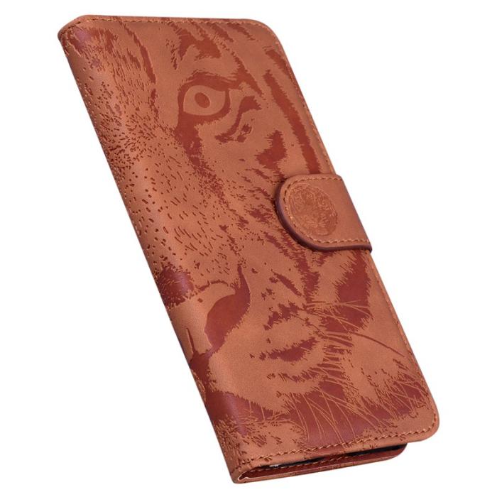 OEM - Samsung Galaxy S26 / S26 Pro Plånboksfodral Konstläder Tigertryck - Brun