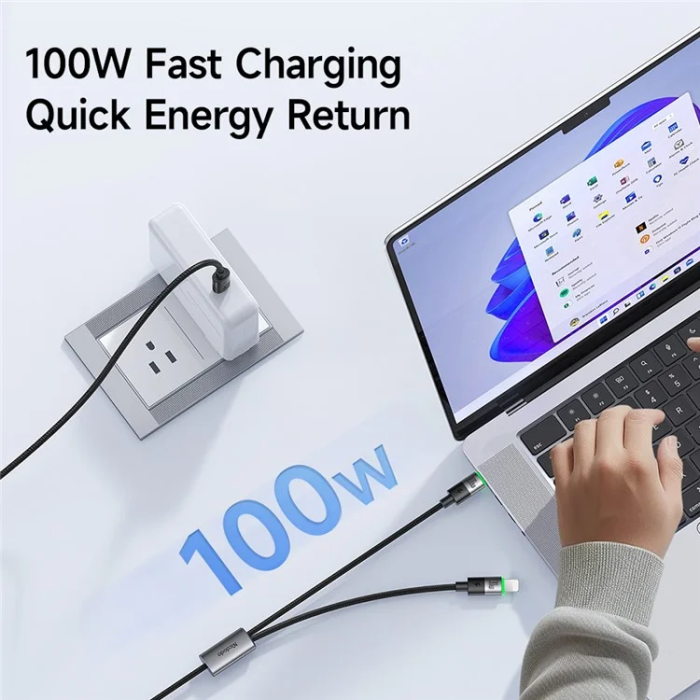 MCDODO - MCDODO 2in1 USB-C - USB-C/Lightning Kabel 1.5m CA-6700 - Svart