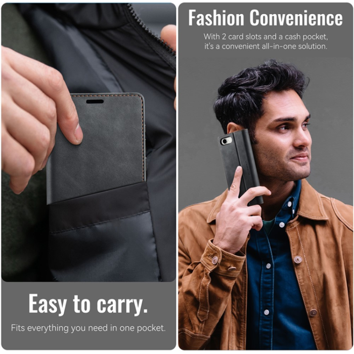 Caseme - Caseme iPhone 16e Plånboksfodral RFID Blocking - Svart
