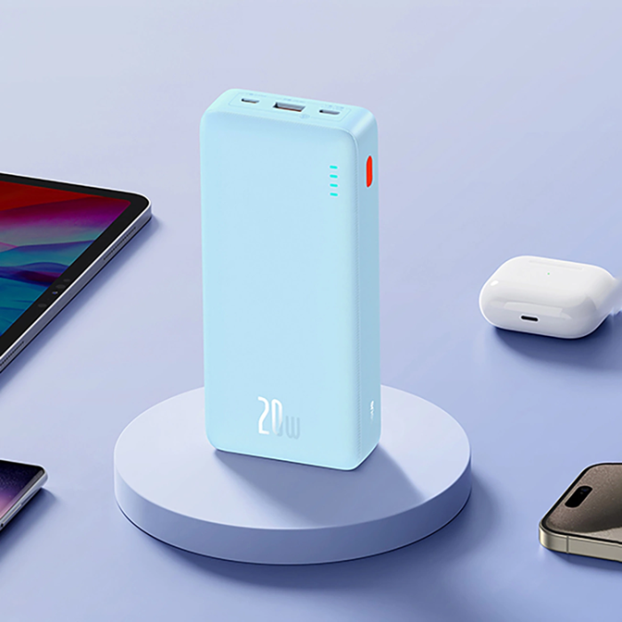 BASEUS - Baseus Powerbank 20000 mAh 20W Med USB-A Till USB-C Kabel - Blå