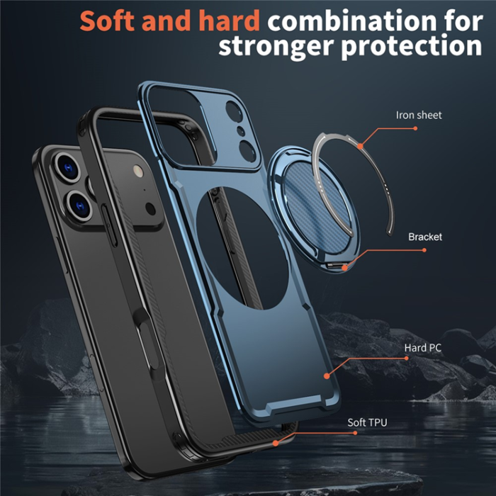 A-One Brand - iPhone 17 Pro Max Mobilskal MagSafe TPU+PC Kickstand - Blå