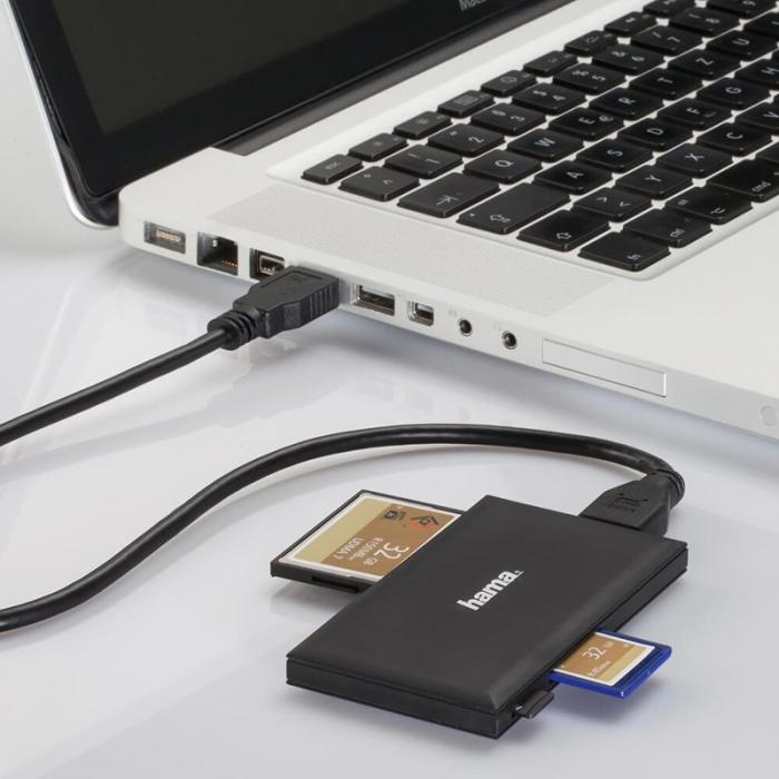 Hama - HAMA Kortläsare USB 3.0 Multi SD/microSD/CF/MS Svart