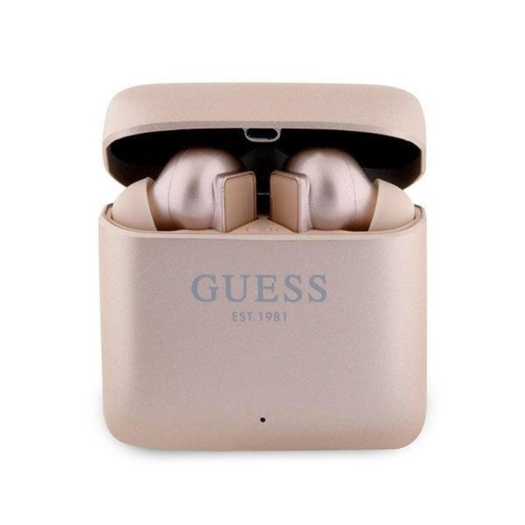 Guess TWS Bluetooth In-Ear Hörlurar + Dock Printed Logo - Rosa Guld | 505771 | AlltMobil