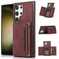 OEM - Pl&aring;nboksfodral f&ouml;r Samsung Galaxy S26 Ultra Tri-Fold Kickstand PU - R&ouml;d