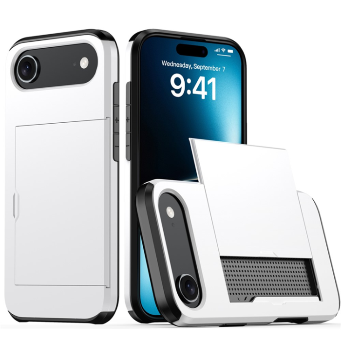 Amorus - AMORUS iPhone Air Mobilskal Med Glidande Korthållare - Vit