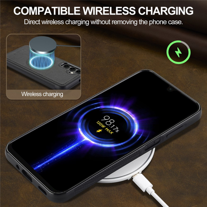 LC.imeeke - LC.IMEEKE Galaxy A17 5G Mobilskal MagSafe Läder - Svart