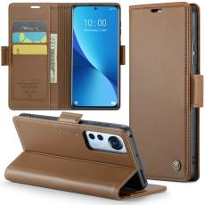 Caseme - CASEME Pl&aring;nboksfodral Konstl&auml;der f&ouml;r Xiaomi 12 5G - Brun