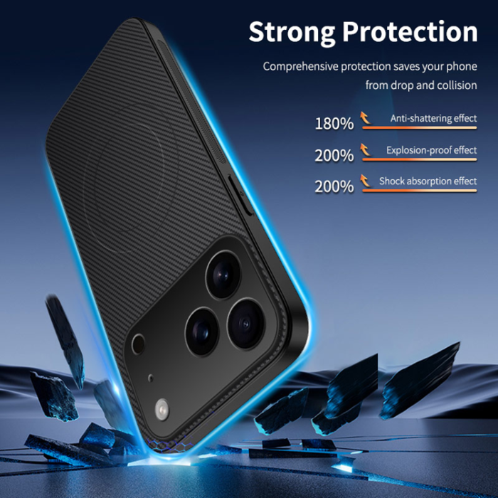 WANLONFENG - WANLONFENG iPhone 17 Pro Mobilskal MagSafe Carbon Fiber TQ