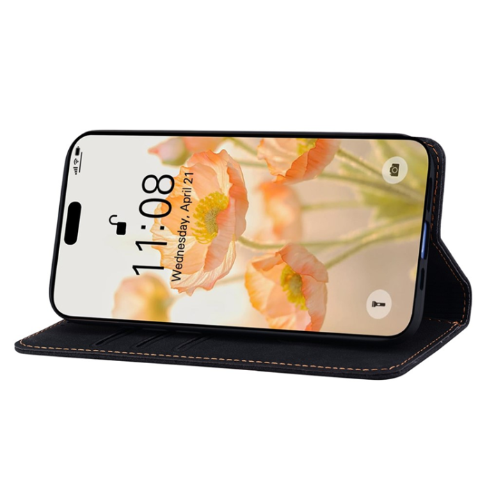 A-One Brand - iPhone Air Plånboksfodral med Rem Lines Pattern - Svart