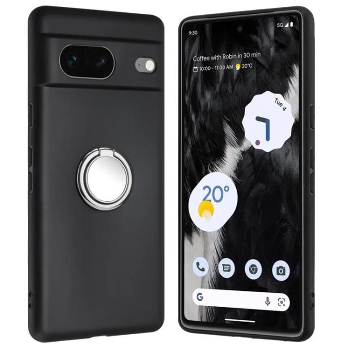 Taltech - Google Pixel 8A Mobilskal Ringhållare - Svart/Silver