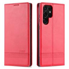 AZNS - AZNS Samsung Galaxy S22 Ultra Pl&aring;nboksfodral Konstl&auml;der - R&ouml;d