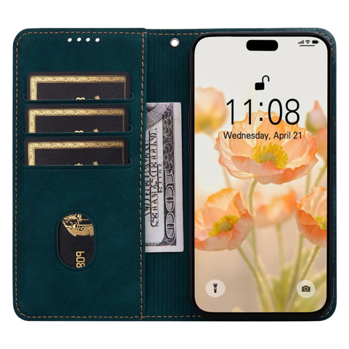 A-One Brand - iPhone Air Plånboksfodral med Rem Lines Pattern - Grön