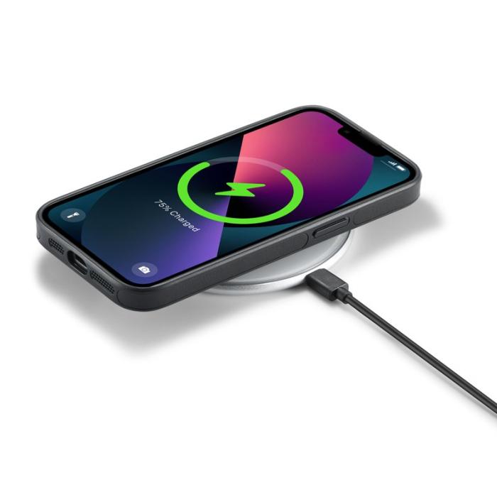 DG.MING - DG.MING Mobilskal till iPhone 14 Plus Anti-Fall Läder PC+TPU Svart