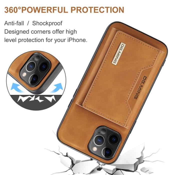 DG.MING - DG.MING M2 Tri-Fold Wallet Mobilskal för iPhone 13 Pro - Brun