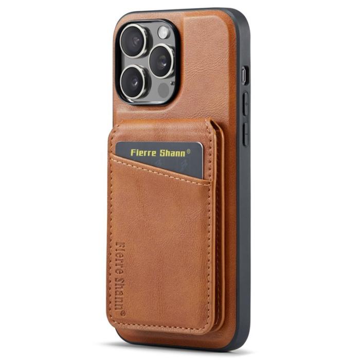 FIERRE SHANN - FIERRE SHANN 025 Fodral KonstLäder - Brun för iPhone 14 Pro Max