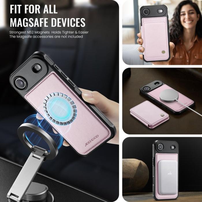 JEEHOOD - JEEHOOD J05 Mobilskal till iPhone Air Läder med Avtagbar Kortväska - Rosa
