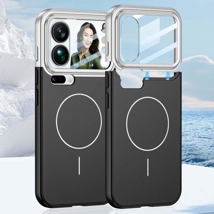 GKK - GKK Xiaomi 17 Pro Max Fodral Äkta läder - Silver / Black